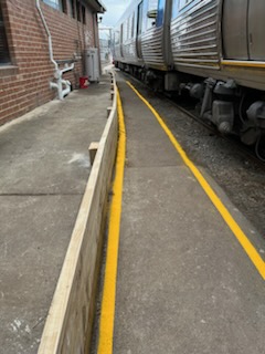 Yellow line marking on road